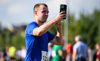 Registrando a vitória – fotomontagem de corrida
